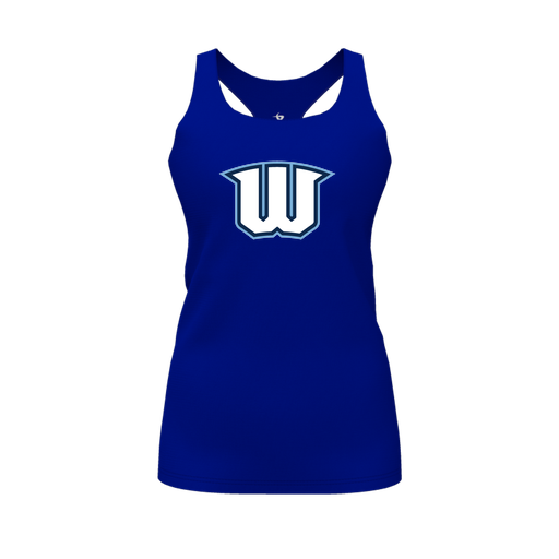 [FT0TRBRY-FYS-LOGO2] Decker Racerback Tank Top (Female Youth S, Royal, Logo 2)