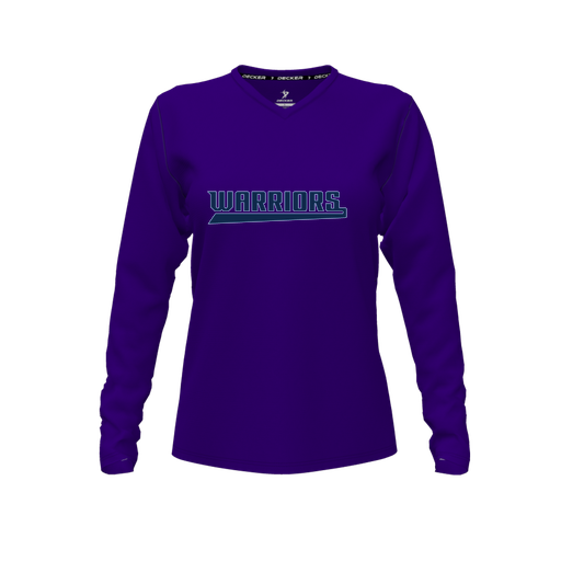 [FTLVPTPP-FYXS-LOGO1] Decker Performance T-Shirt (Female Youth XS, Purple, V Neck, Logo 1, Long Sleeve)