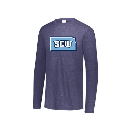 [FTLCUBNV-YS-LOGO3] Decker Youth Tri-Blend T-Shirt - Long Sleeve (Youth S, Navy, Logo 3)