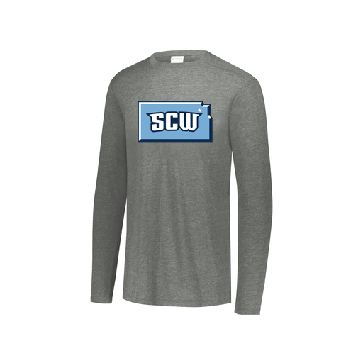 [FTLCUBGY-YS-LOGO3] Decker Youth Tri-Blend T-Shirt - Long Sleeve (Youth S, Gray, Logo 3)