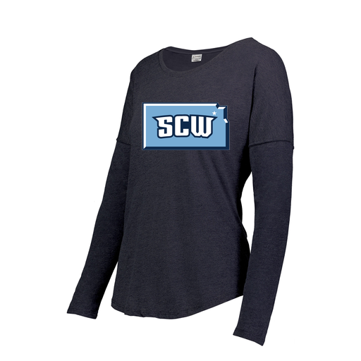 [FTLCUBNV-FAS-LOGO3] Decker Women's Tri-Blend T-Shirt - Long Sleeve (Female Adult S, Navy, Logo 3)