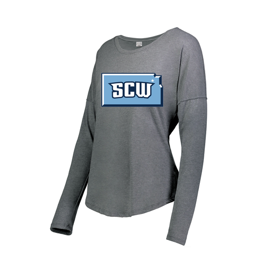 [FTLCUBGY-FAS-LOGO3] Decker Women's Tri-Blend T-Shirt - Long Sleeve (Female Adult S, Gray, Logo 3)